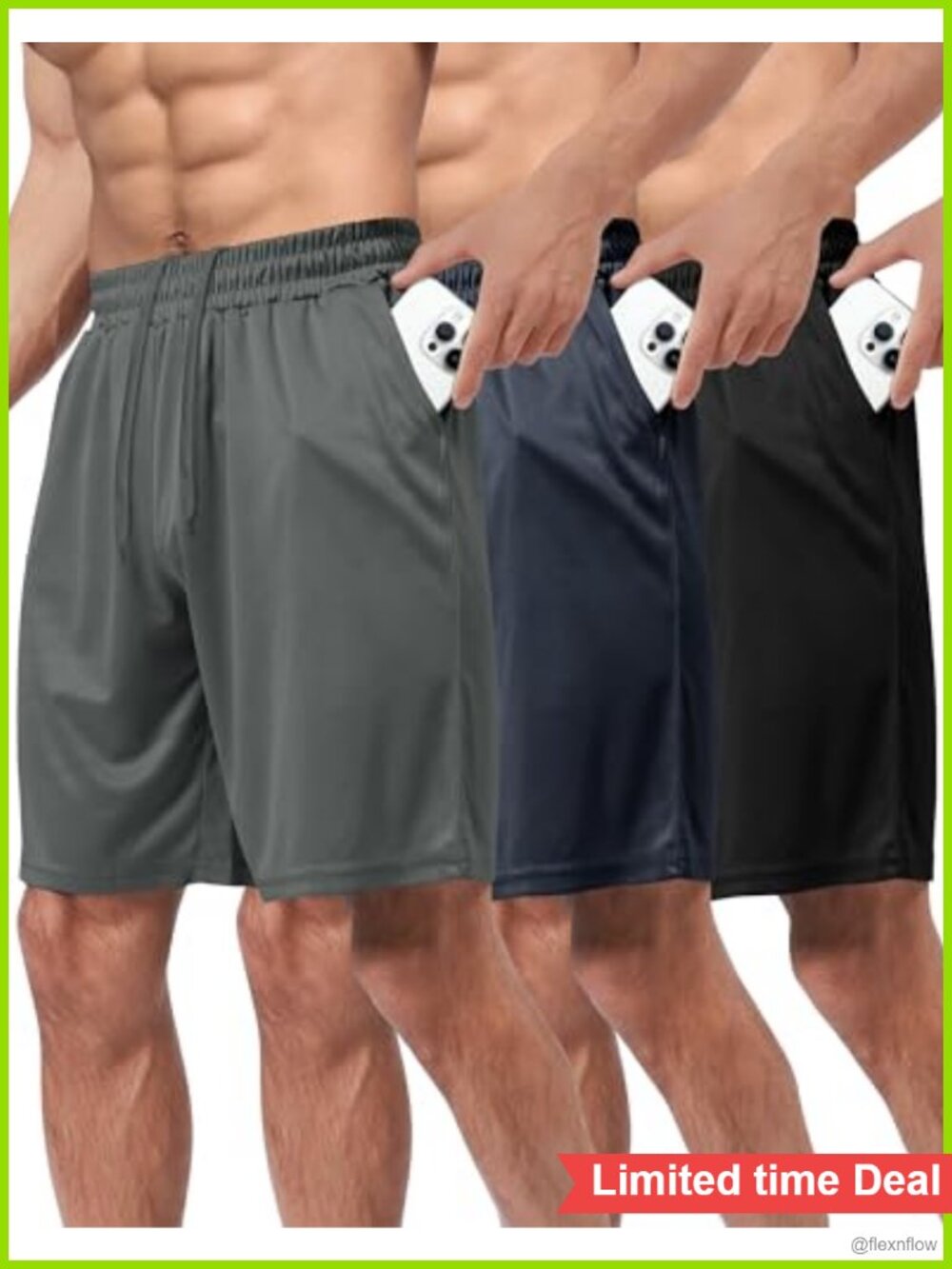 3 Pack Mens Athletic Shorts Quick Dry Polyester Gym Workout Basketball 10 Inseam